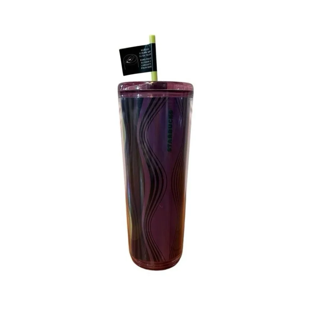 Starbucks Purple Pink Lime Wave 24oz Venti Cold Cup Tumbler NEW